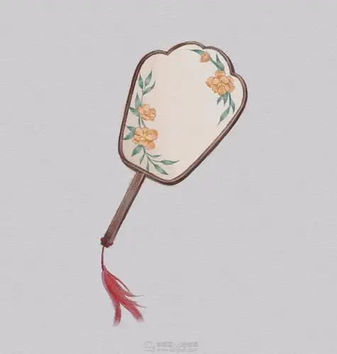 团扇的绘制古风插画饰品团扇设计练习