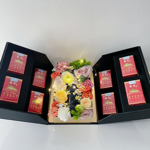 现货烟酒盒黑色商务礼盒烟酒盒华子送老公情人节生日礼物双开礼盒