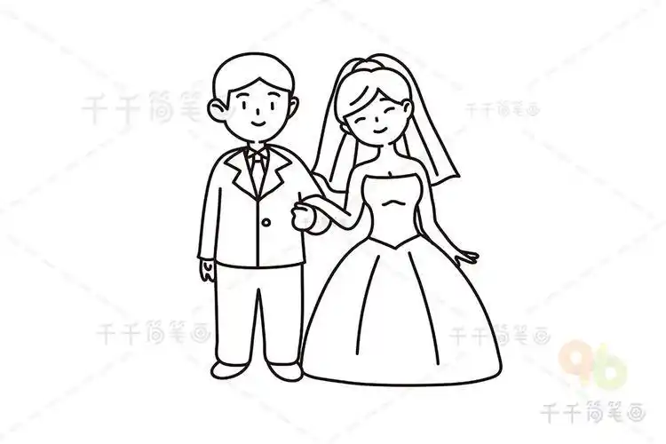 卡通简笔画婚礼爱情简笔画