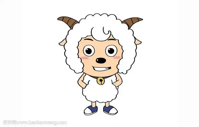 喜洋洋卡通人物简笔画步骤图