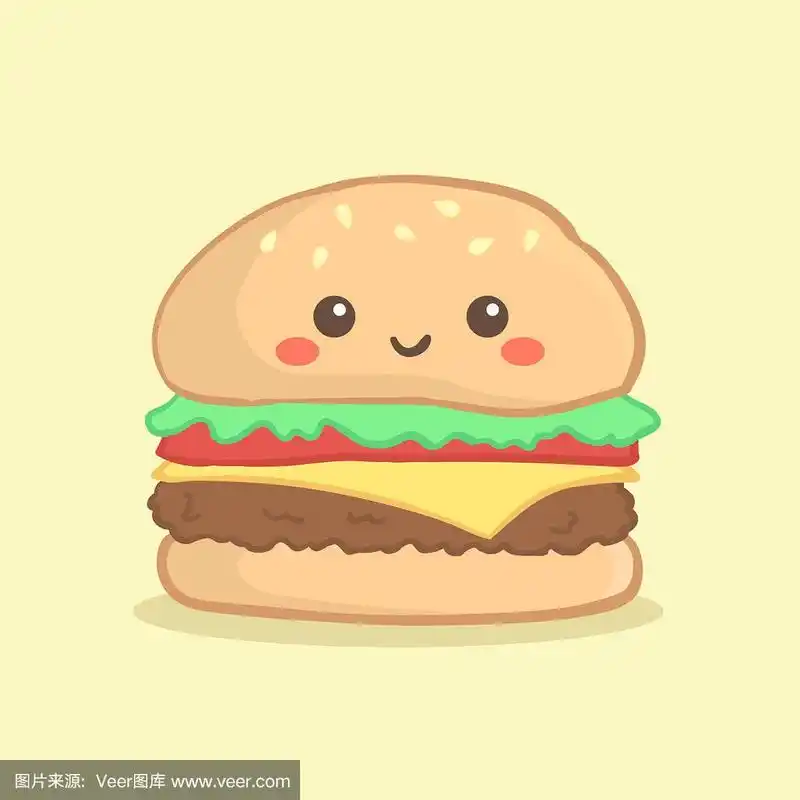 卡通,牛肉汉堡,汉堡包,矢量,可爱的