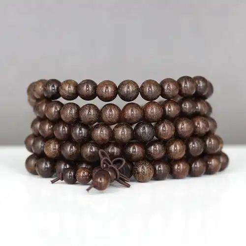 皮灰木手链108颗念珠 佛珠仿土药沉香皮黑木风车厂家一件代发