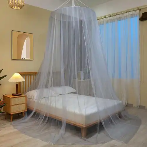 公主圆顶蚊帐靠墙全包榻榻米专用少女纹账欧式吊房间床幔床头落地