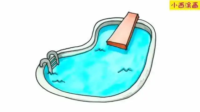 亲子趣味创意简笔画,画小朋友夏天最喜欢玩乐的游泳池,色彩认知