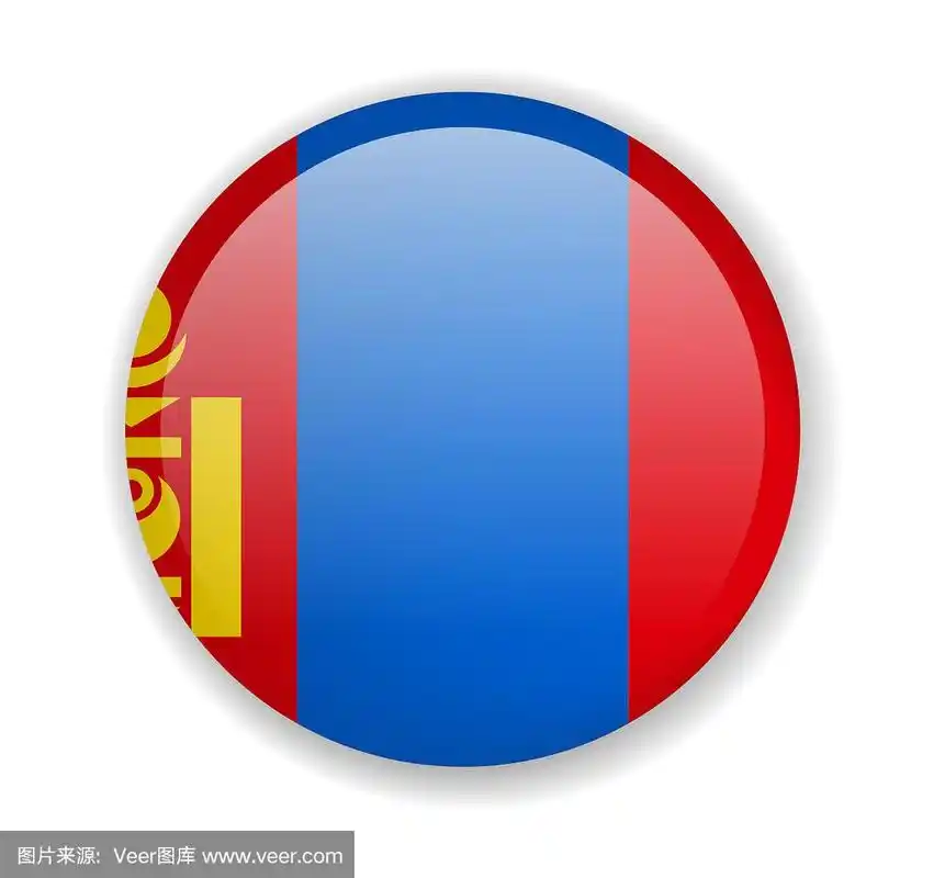 蒙古国旗圆亮的图标上有白色的背景