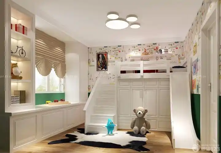小户型儿童房上下床设计案例_装修123效果图