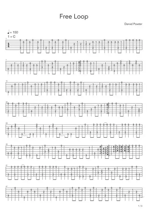 danielpowterfreeloop吉他谱