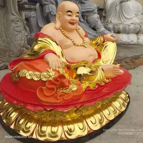 天冠弥勒佛像欢喜佛图片大肚弥勒雕塑河南佛道家