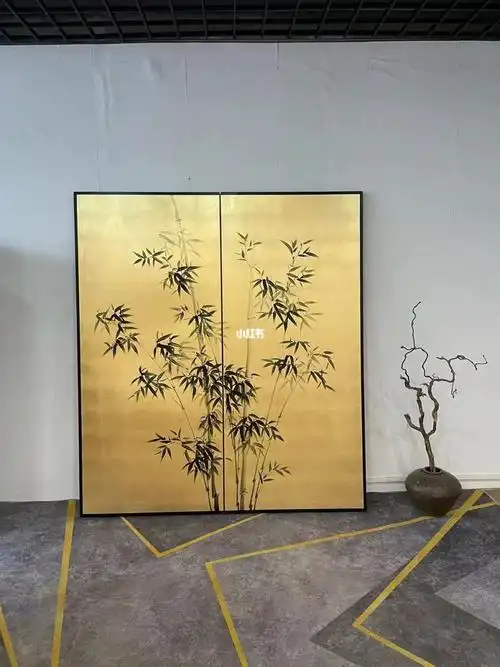 新款,竹子金箔画屏风.不容错过