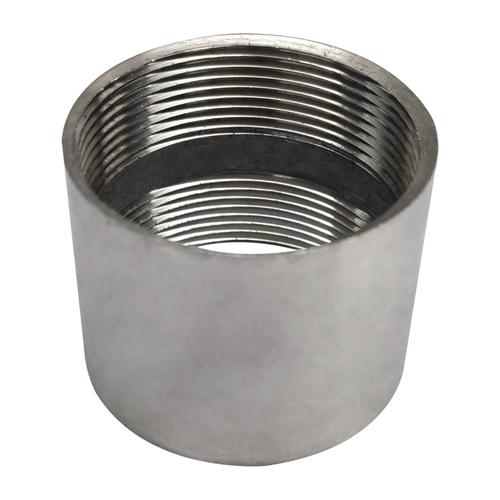 304不锈钢加长双内丝直接水管接头短内牙焊接光面直通加厚6分1寸