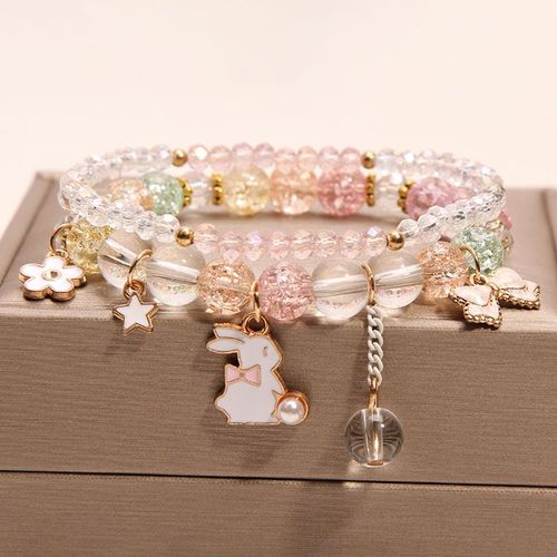 儿童手链 儿童手链女公主水晶手环闺蜜一对松紧带甜美小学生日礼物