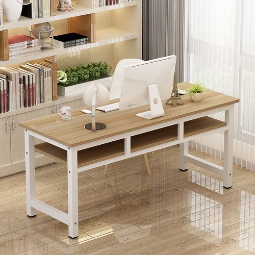 双层书桌简约电脑桌写字桌简易桌子卧室办公桌家用长条培训桌学生