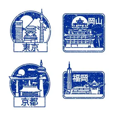 简约蓝色日本建筑图案矢量素材