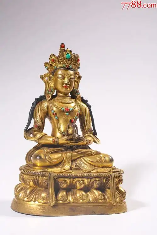 铜鎏金长寿佛asy160f_铜像/铜佛像_第1张_7788钟表收藏