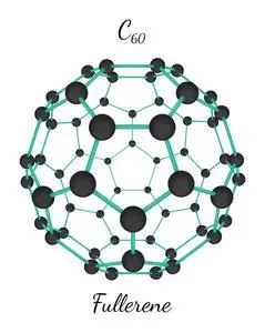 c60 富勒烯分子在黑色背景上的金属富勒烯富勒烯分子的结构在黑色背景