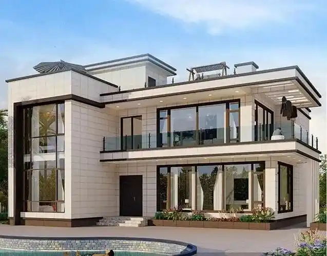 宜宾二层现代风乡村自建别墅平屋顶带大露台农村别墅施工图