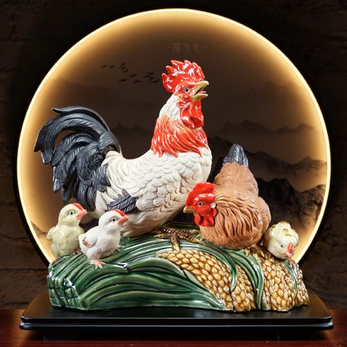 金鸡报喜陶瓷鸡摆件吉祥物寓意好的开业礼物招财石湾公仔动物生肖