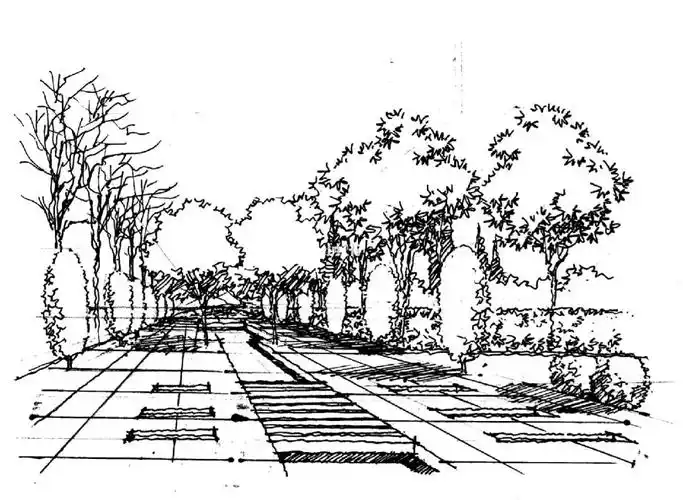 快题广场类型透视图怎么画才不会空?