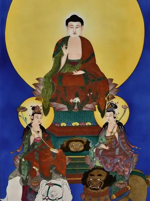 手绘华严三圣瓷板05佛像景德镇手绘