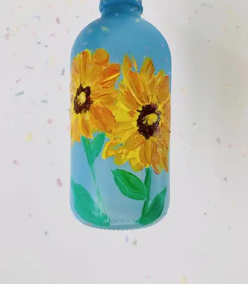 旧物改造瓶子画  #瓶子改造  #丙烯画叮咚～我要夏天!