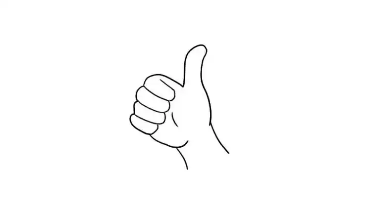 2,然后画出手指的细节;1,首先画出四指弯曲,大拇指向上的轮廓