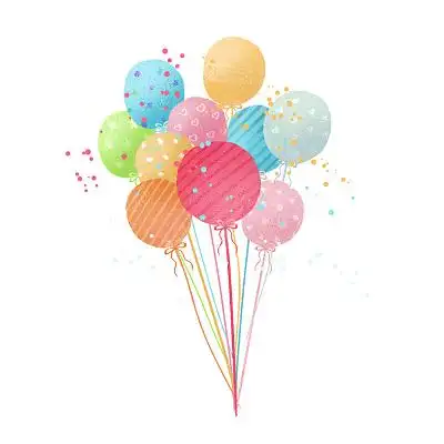 卡通手绘水彩风插画生日气球小素材