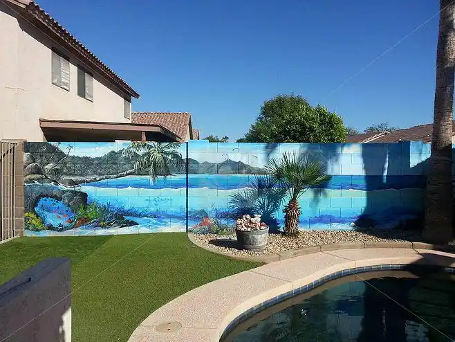 室外游泳池墙绘壁画