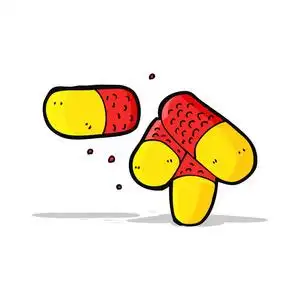 卡通止痛药卡通药胶囊丸药物健康快乐和可爱的药瓶插图卡通健康快乐和