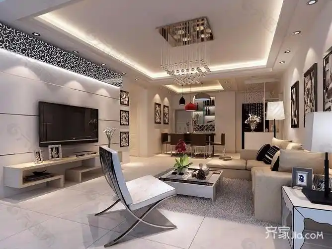 10万120平米现代三房装修效果图,120平米现代风格装修案例效果图-齐家