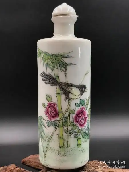 一口价古董民国老物件老瓷器粉彩喜上枝头老鼻烟壶文玩手把件特价