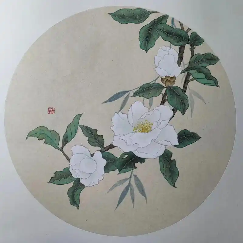 山茶花.#工笔画 #上热门97 #工笔山茶 #工笔国画 - 抖音