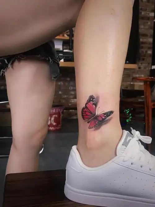 脚踝 蝴蝶_纹身图案手稿图片_洪生的纹身作品集