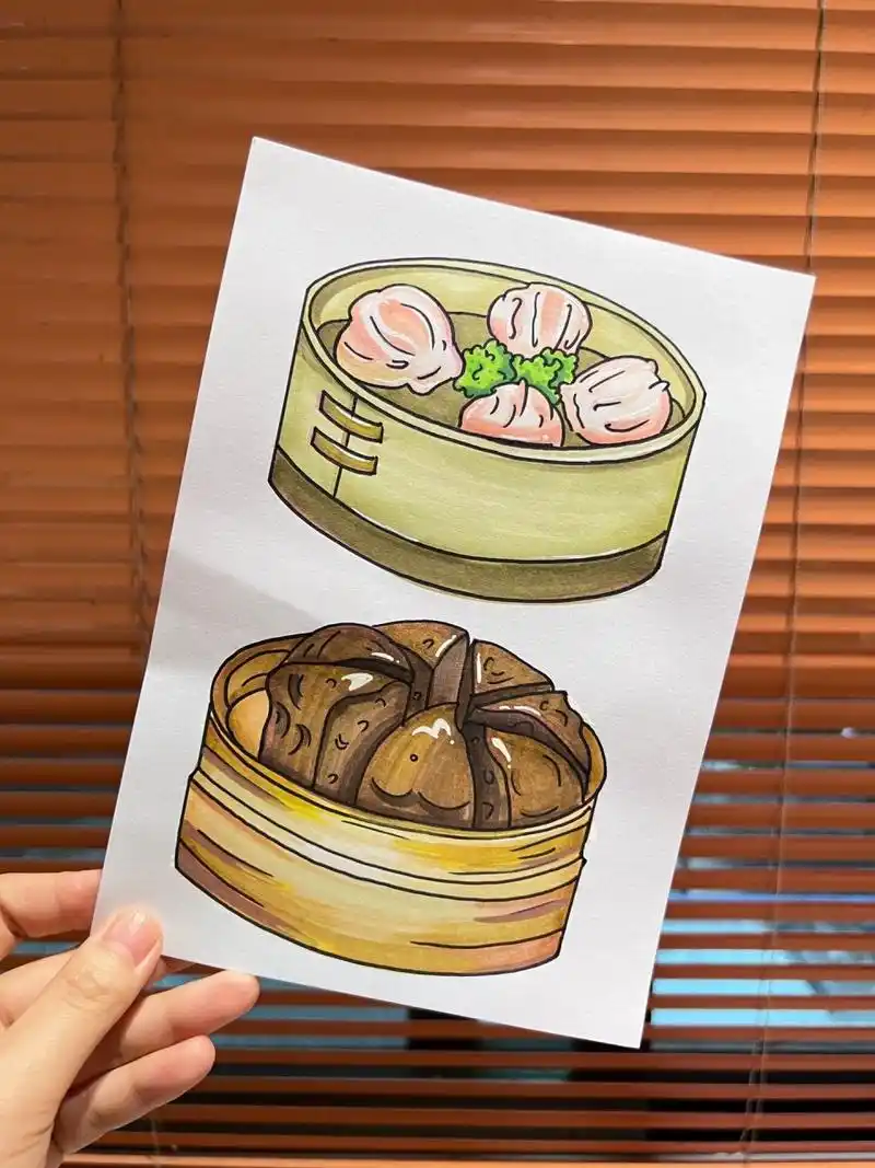 广府美食 手绘 马克笔 绘画手抄报素材
