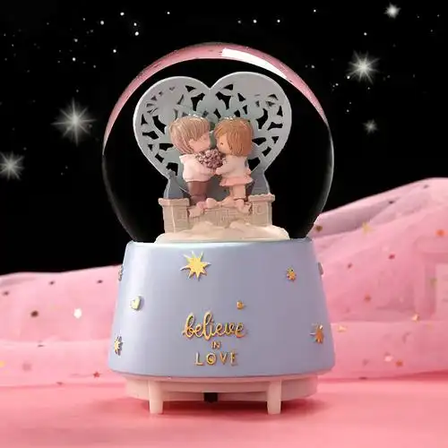 情侣款爱心水晶球带usb功能带蓝牙音乐盒 学生礼品生日摆件批发