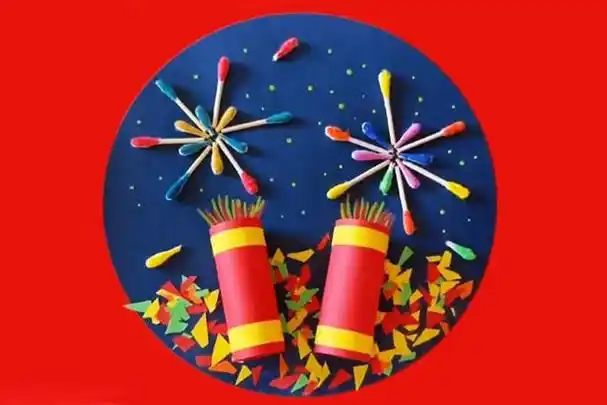 儿童新年手工:怎么简单制作烟花拼贴画(步骤图解)9