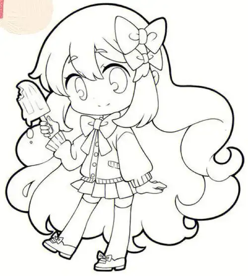 q版动漫画线稿女生