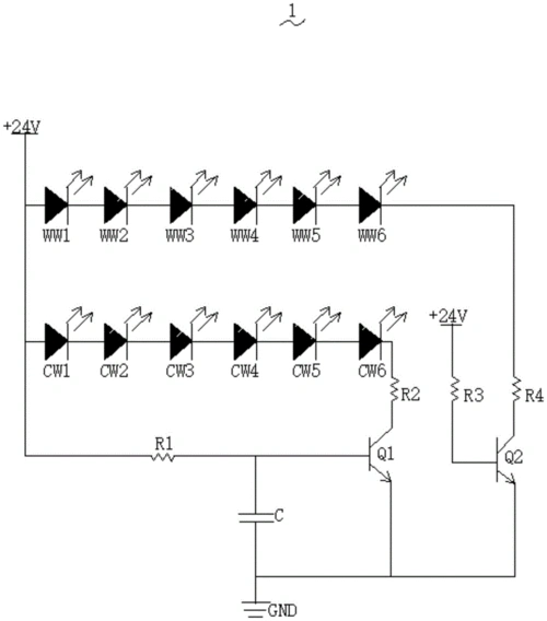 一种无需控制器的调色温led灯条电路