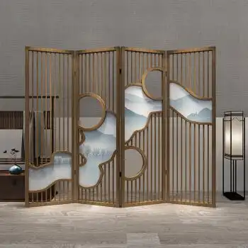 会议厅酒楼别墅进门玄关遮挡折叠创意简约屏风松木宽60高180cm单扇