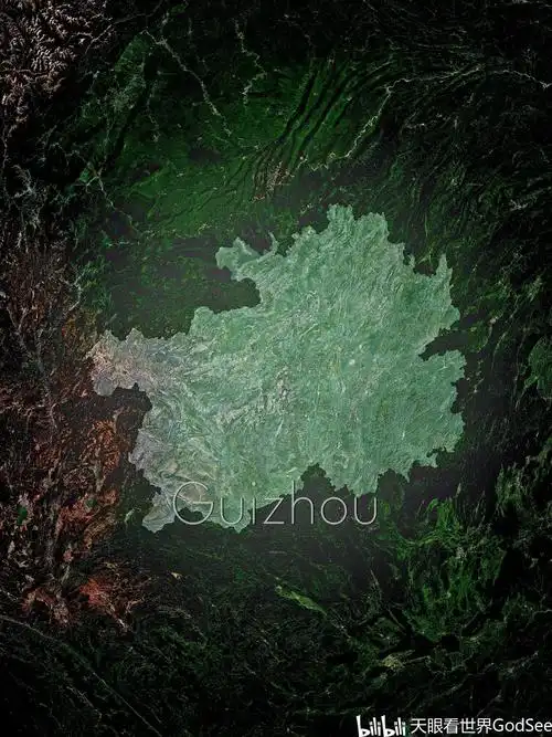 贵州主题卫星地形地图壁纸 重彩暗氪金风格
