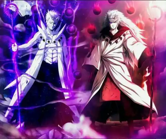 六道带土使用天沼矛攻击鸣人等人 鸣人和佐助将九尾和须佐能乎结合.