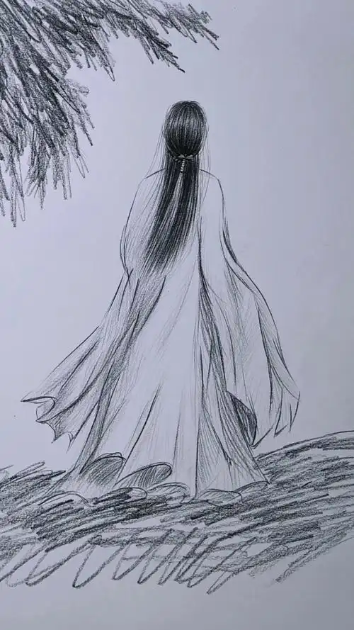 素描古风人物绘画