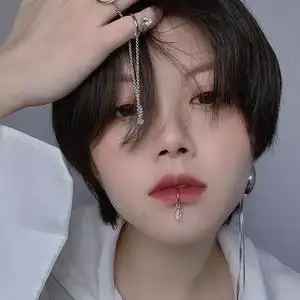 esca studio 原创设计锆石不锈钢钛钢唇夹无洞无痛唇环唇钉男女