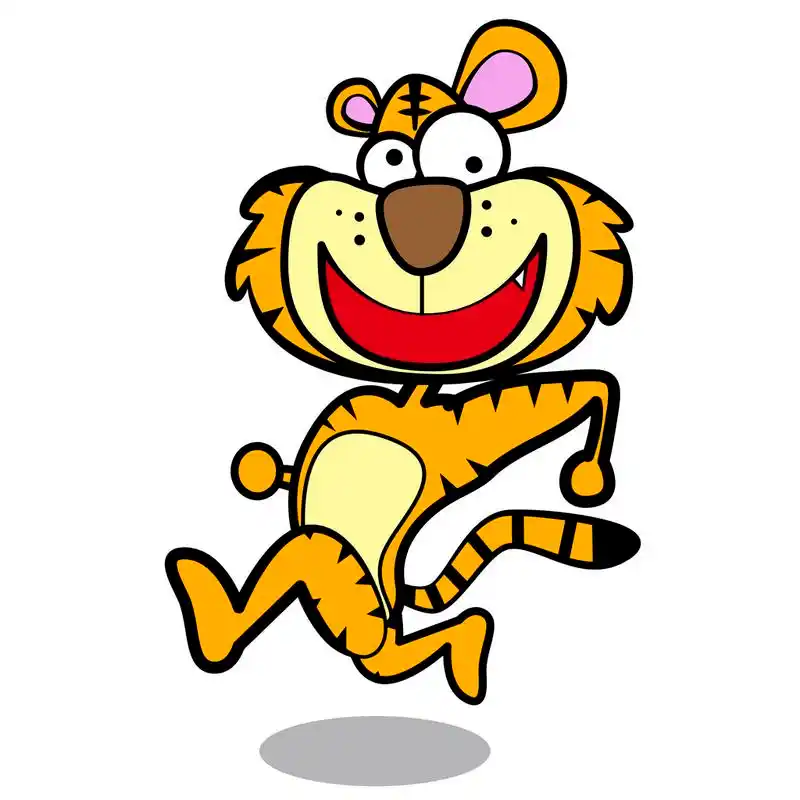 运行带有白色的幽默卡通老虎