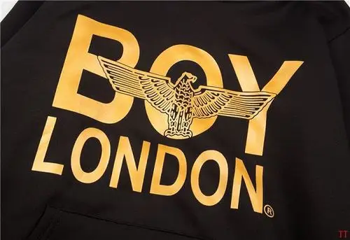 boy london衣服 2017新款 字母印花时尚男生连帽长袖卫衣 黑橘