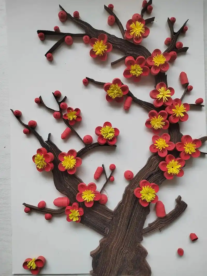 衍纸梅花#我的手工作品  - 抖音