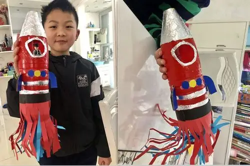 三(5)班黄家耀同学的作品:《小火箭模型》