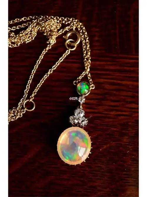 中价小精品-梦幻光泽的火欧泊石钻石项链94