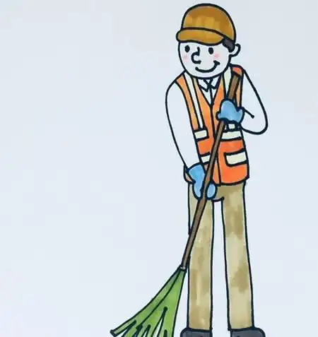 环卫工人扫地简笔画简单又漂亮