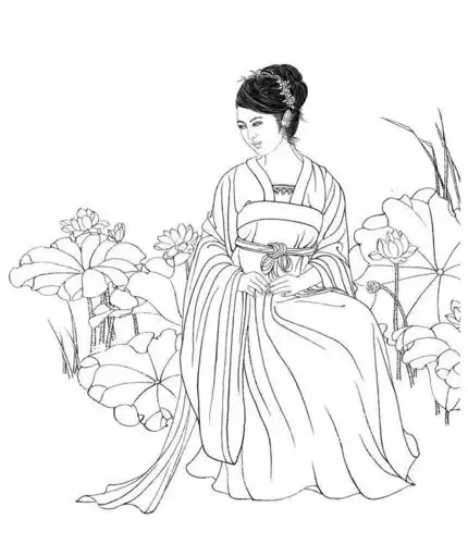 白描仕女图