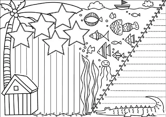 通用手抄报黑白线稿大全,精致的手抄报线稿边框合集